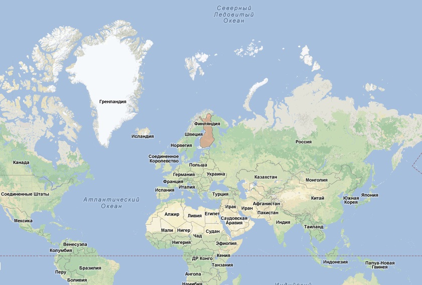 Финляндия на карте мира с городами на русском, где находится на карте Европы
